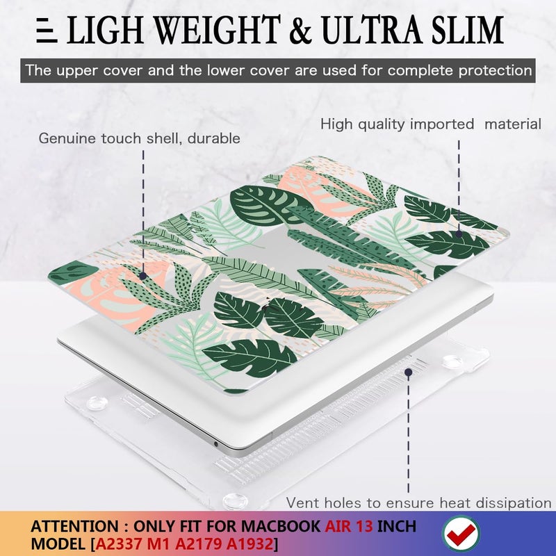 CISSOOK for MacBook Air 13 inch Case 2021 2020 2019 2018 Release A2337 M1 A2179 A1932 with Touch ID  Tropical Hard Shell Case with 2 Keyboard Covers for MacBook Air 13 2021  Tropical Palm Leaves - Image 4